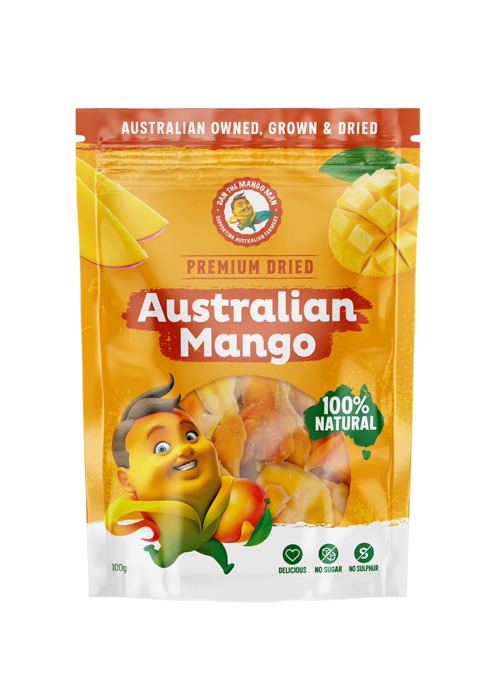 10 Pack - Australian Dried Mango - 100g Bags